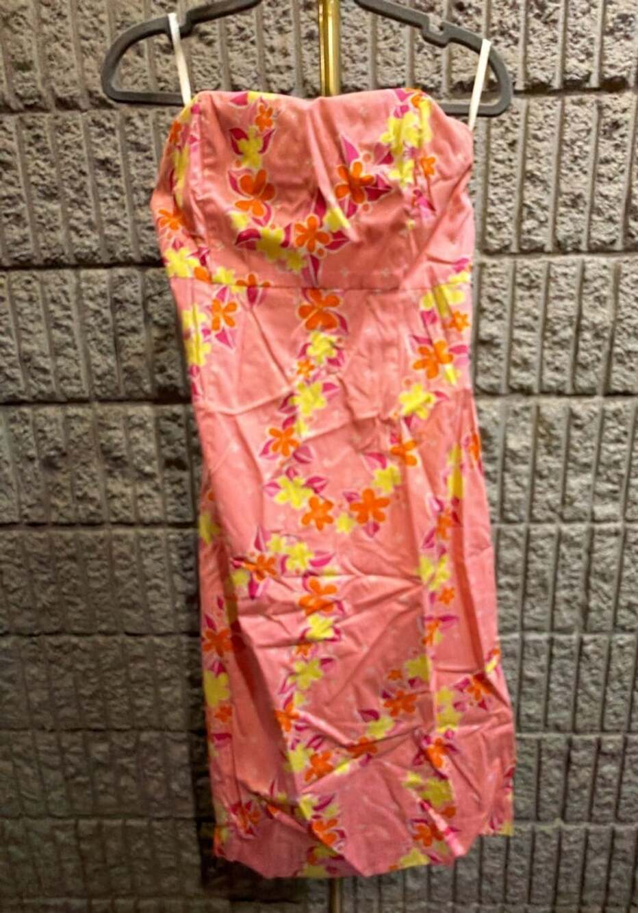526 Lilly Pulitzer Sabrina Strapless Tie-Back Pink Floral Print Dress Size 6